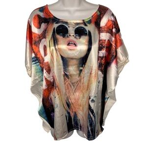 Zhuorankaili Abstract Face Print Top